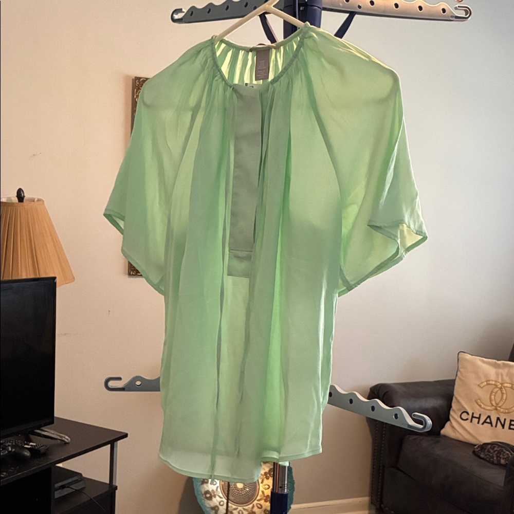 H&M Light Green Sheer Blouse
